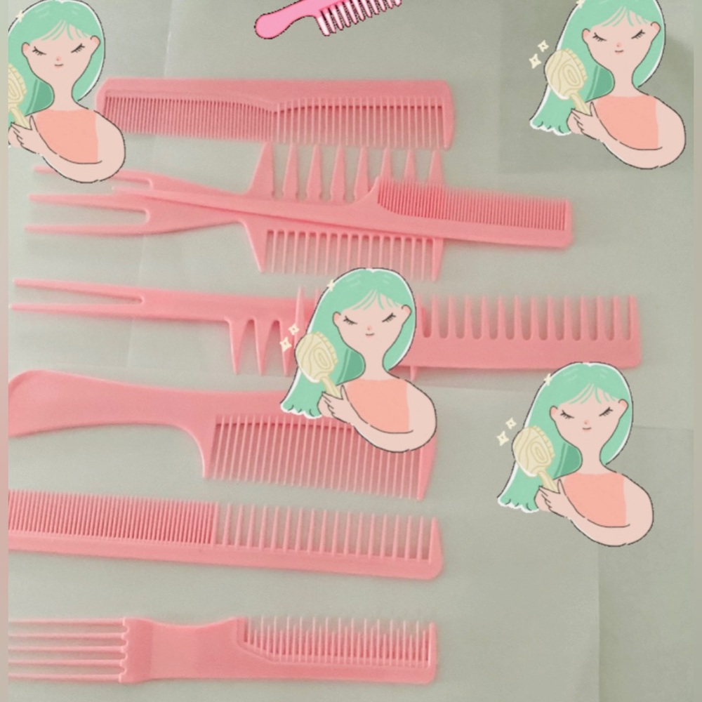 8pcs style comb sets wide flat tail double sided fork and more